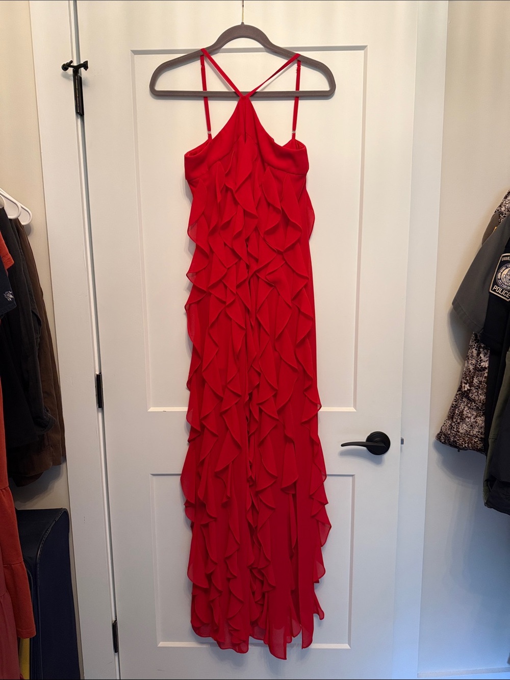 Red Ruffle HalterA Dress -